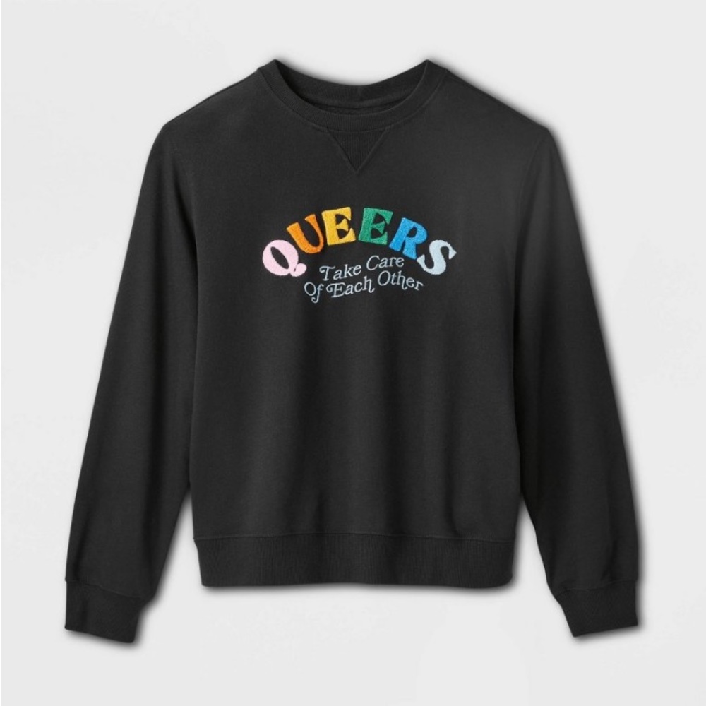 Pride Adult Ash + Chess 'Queers Take Care of Each Other' Embroidered Sweatshirt